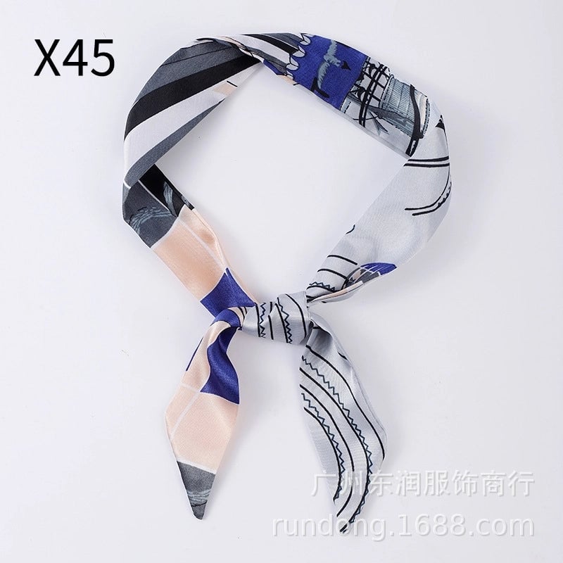 Silk Scarf Long Beveled Small Silk Scarf Double-layer Hair Belt Ribbon Decoration Tie Bag Hand Gift Box Silk Scarf