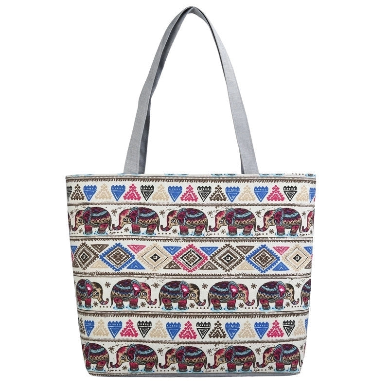Women's Classic Style Flower Canvas Shopping Bags