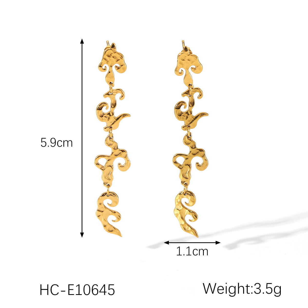 Stainless Steel Relief Thread Irregular Pendant Necklace Design Casting Titanium Steel Earrings