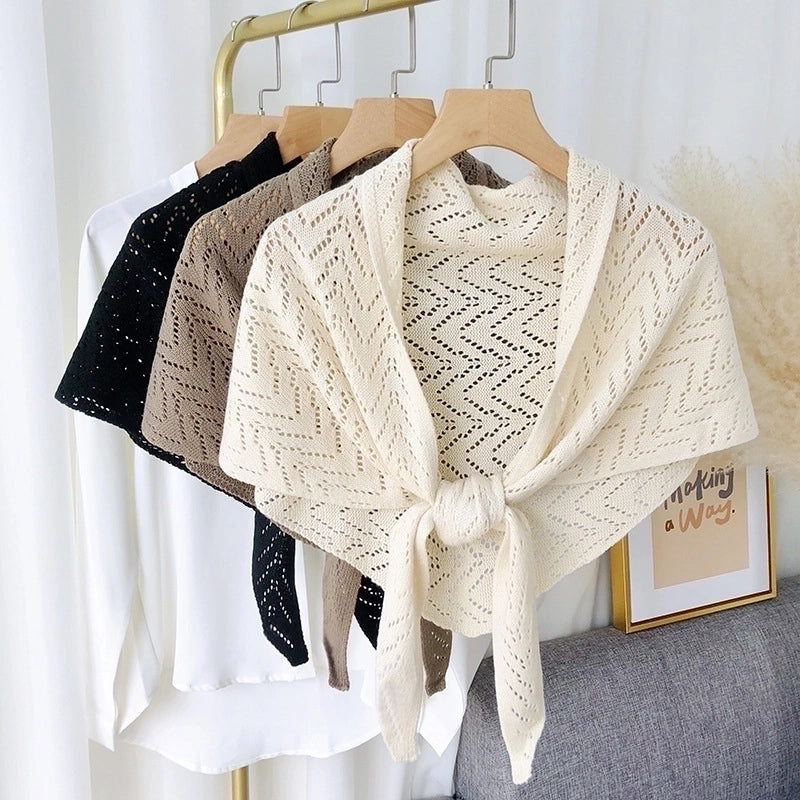 Women's Sweet Solid Color Knit Hollow Out Shawls