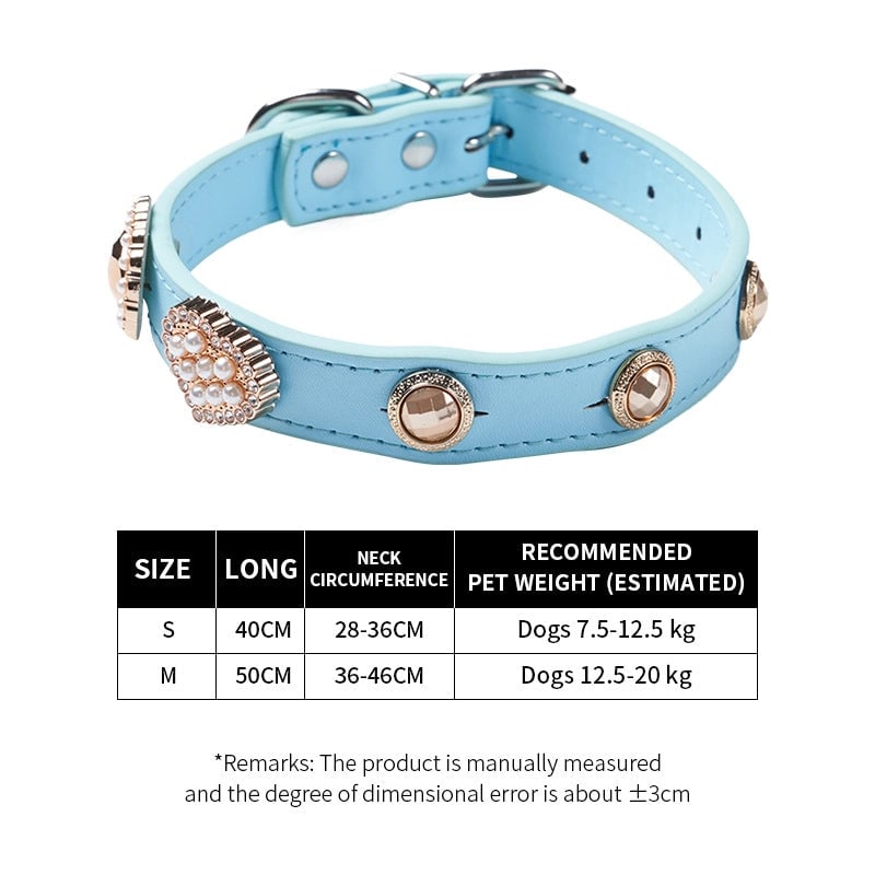 Cool Style Pu Leather Bear Rhinestone Inlaid Pearls Pet Collar