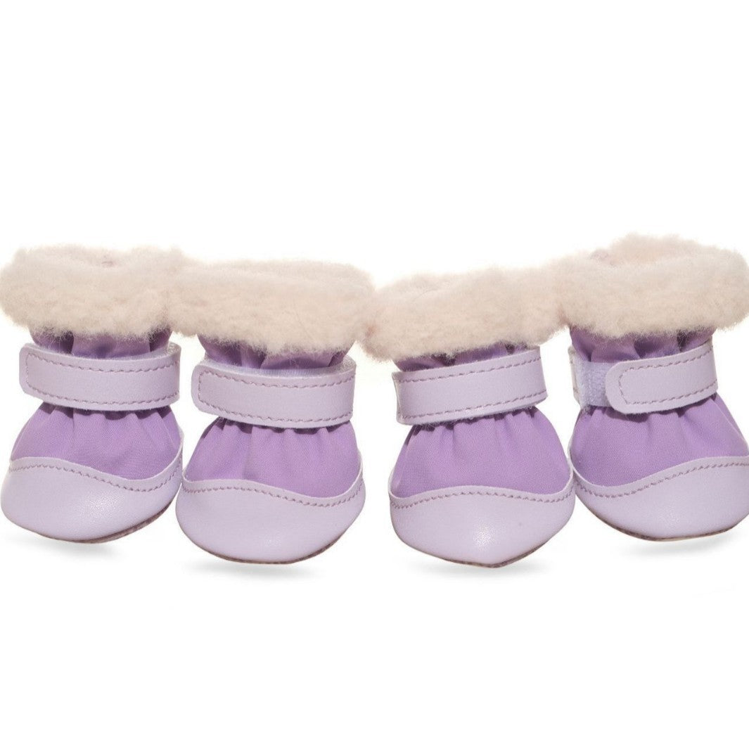 4pcs Warm Furry Dog Snow Boots