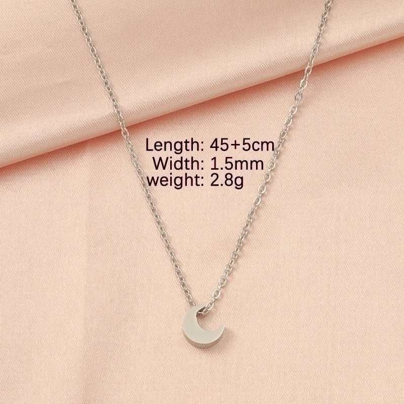 Stainless Steel 18K Gold Plated Lady Minimalist Star Moon Heart Shape None Pendant Necklace