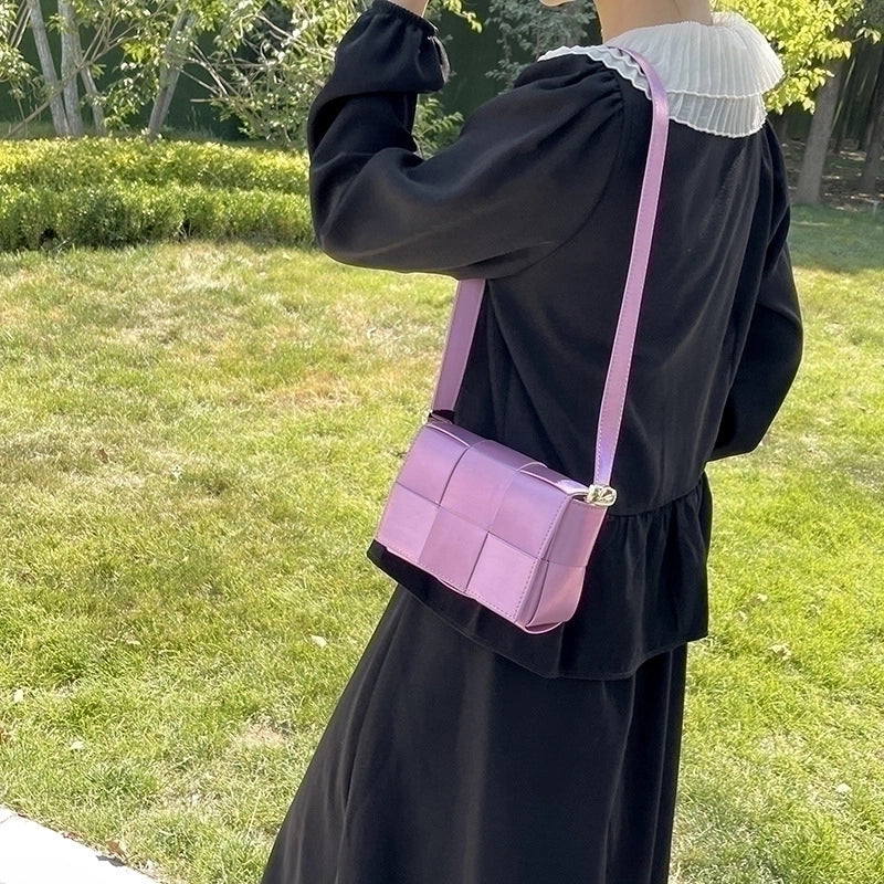 Women's Medium Pu Leather Solid Color Elegant Classic Style Square Magnetic Buckle Shoulder Bag Crossbody Bag