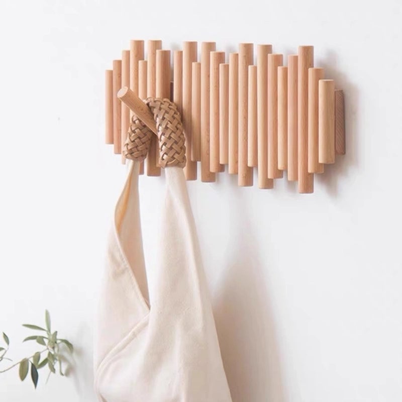 Log Punch-free Storage Hanger Entrance Door Foldable Clothes Hook Household Coat Rack Wall Hanging