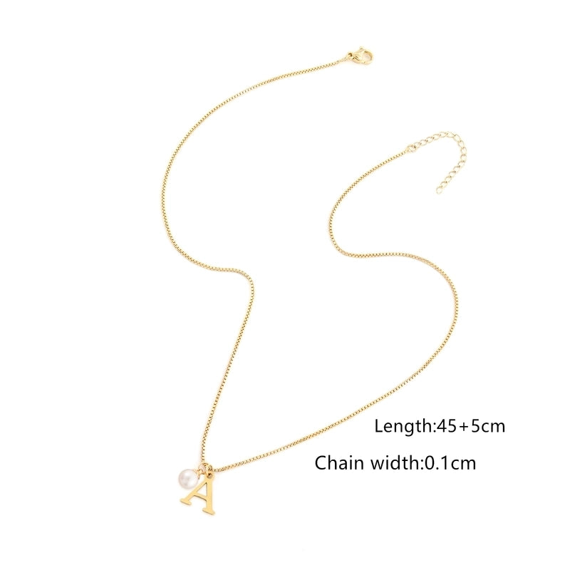 Elegant Minimalist Classic Style Letter 304 Stainless Steel Artificial Pearl Copper Stainless Steel Necklaces