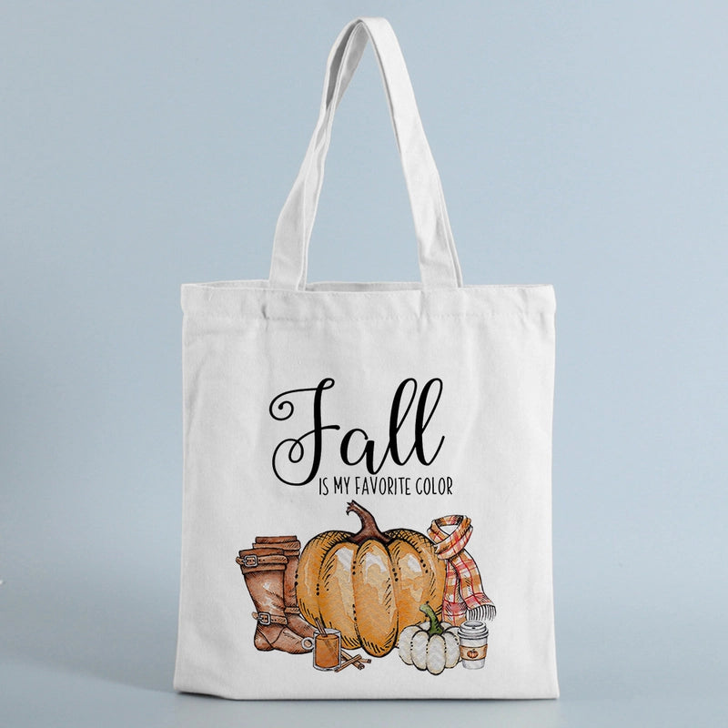 Halloween Women's Canvas Pumpkin Letter Cute Square Open Canvas Bag