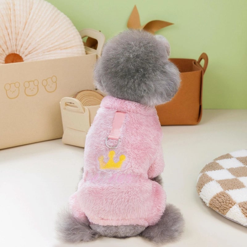 Pet Clothes Dog Clothes Winter Teddy Cat Pet Apparel Winter 23 Crown Four-legged Fleece Coat