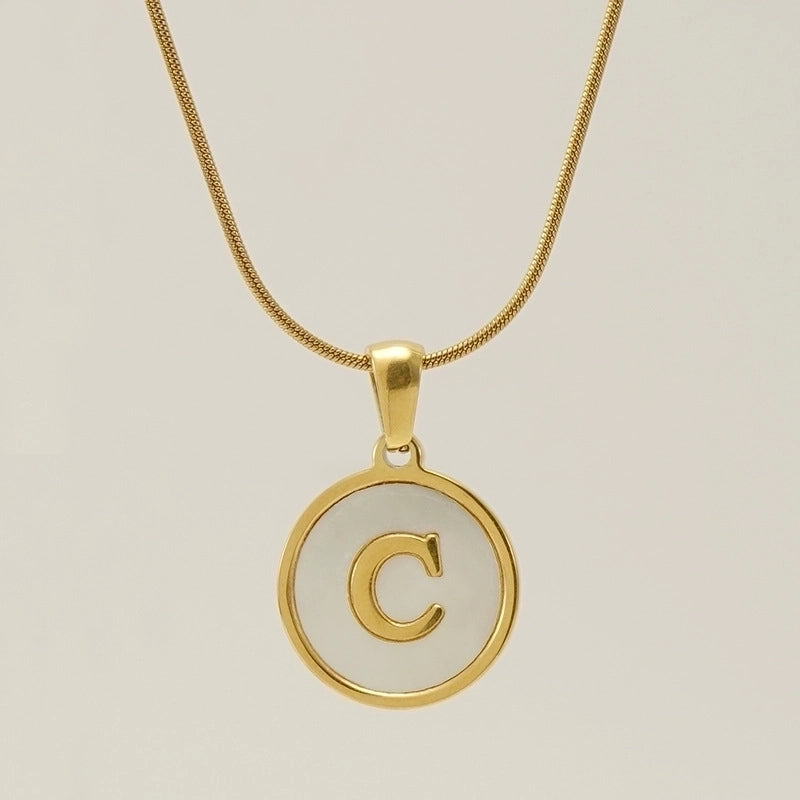 Fashion Letter Stainless Steel Titanium Steel Plating Inlay Shell Pendant Necklace 1 Piece