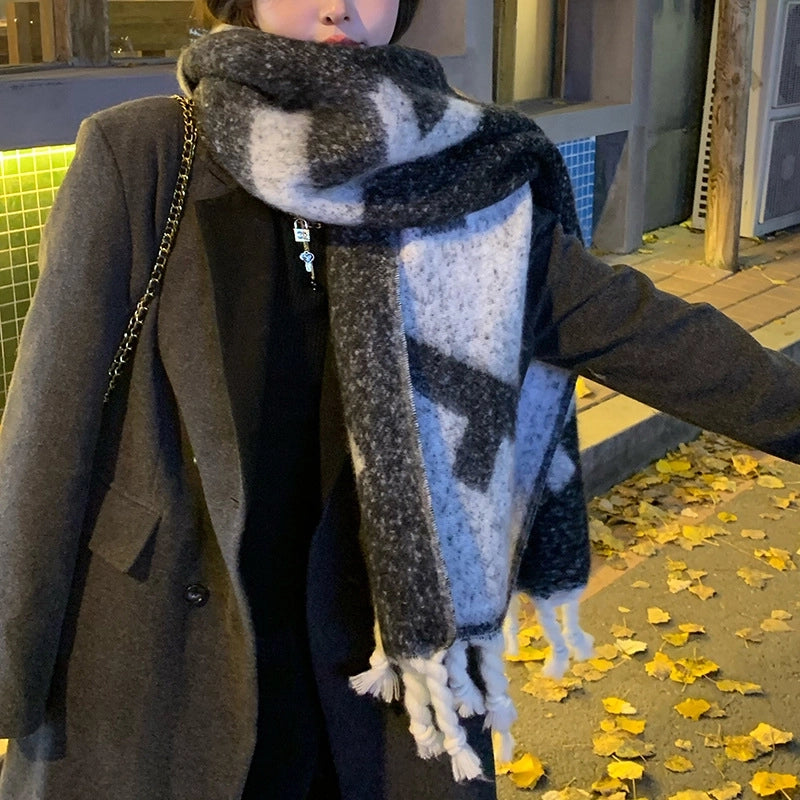 Circle Yarn Scarf Atmosphere Big Tassel Casual Outdoor Warm Fashion All-matching Scarf For Women