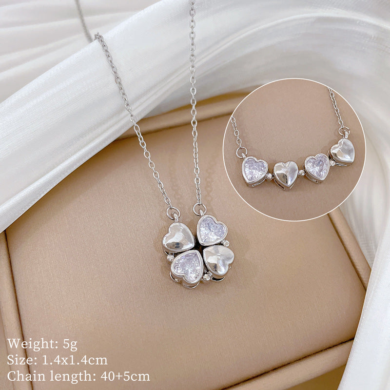 Copper Micro-Inlaid Cross Fashionable And Gorgeous Full Diamond Necklace For Women All-Match Clavicle Chain Titanium Steel