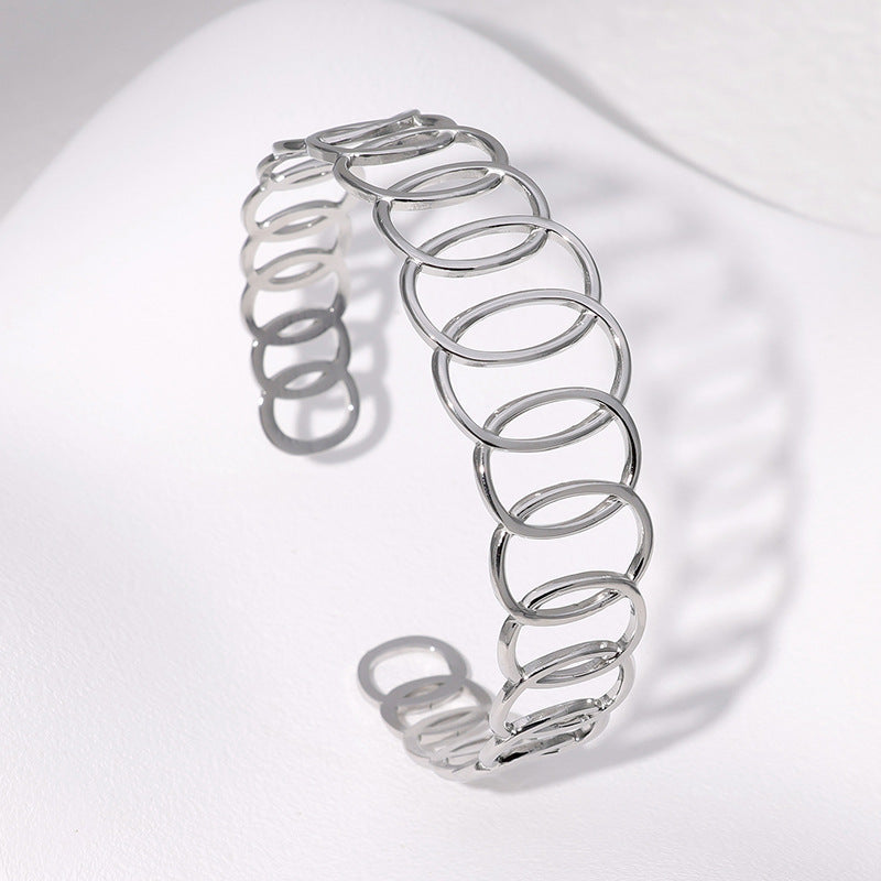 Minimalist Ellipse Stainless Steel Electroplating Bangles