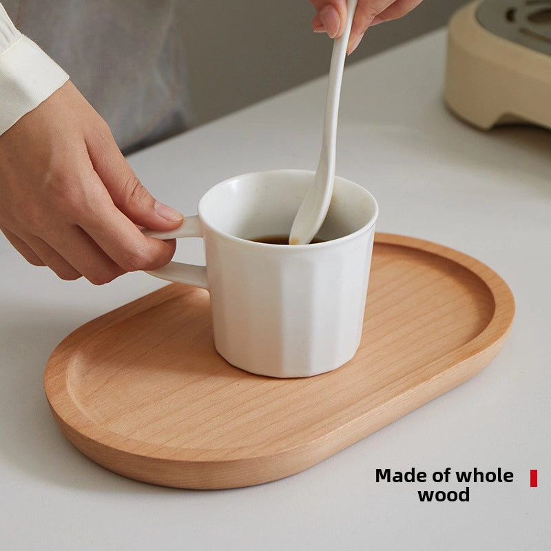 Oval Wooden Tray Solid Wood Rectangular Plate Black Walnut Afternoon Tea Coffee Tray Exquisite Small Tray