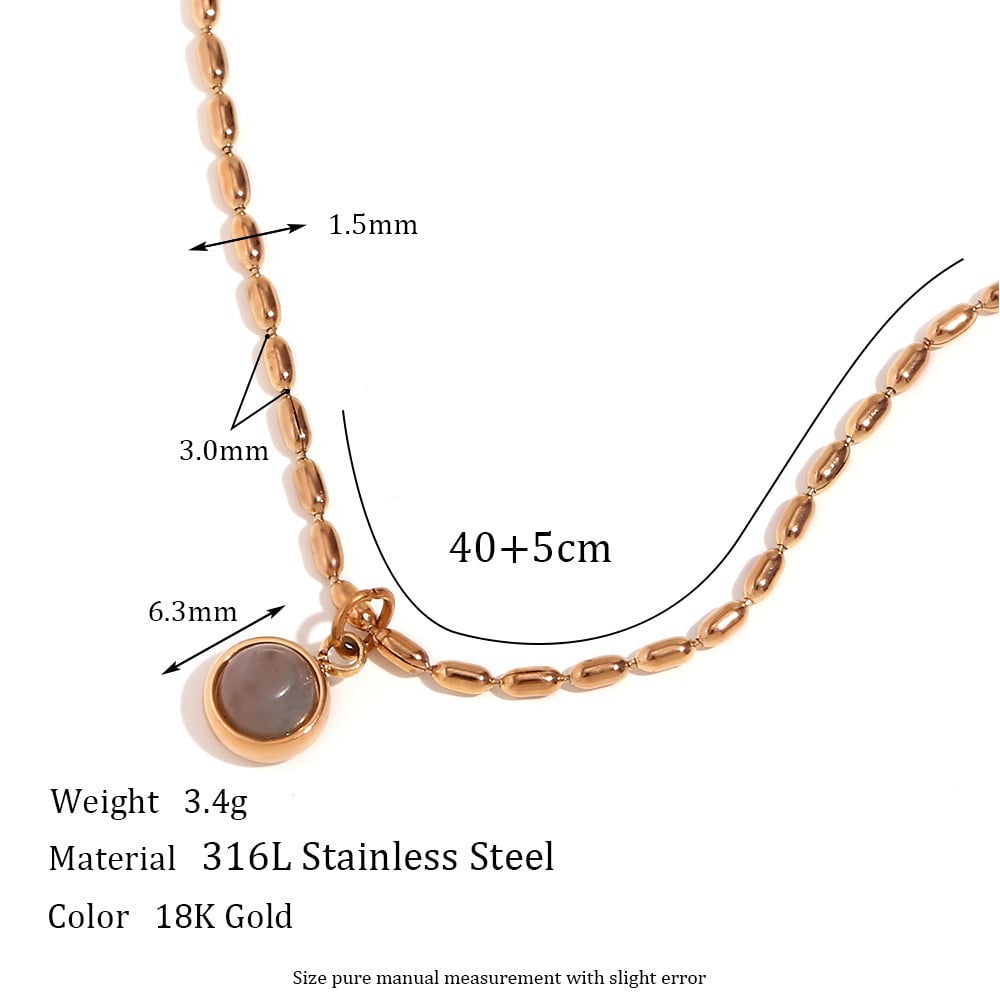 Minimalist Round Geometric Stainless Steel 18K Gold Plated Necklaces