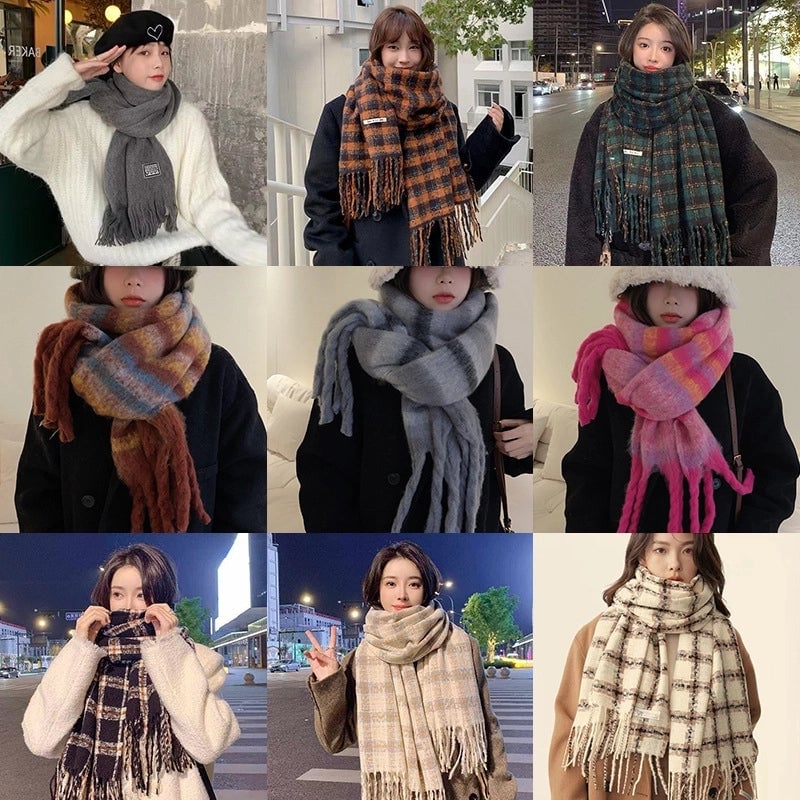 Women's Lady Minimalist Lattice Imitation Cashmere Scarf