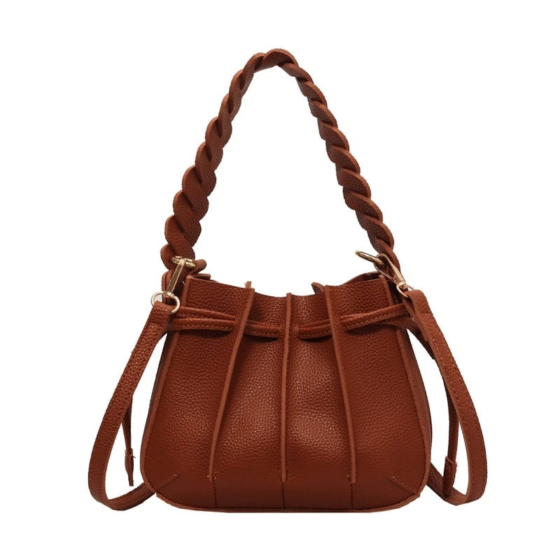 Women's Small Pu Leather Solid Color Streetwear String Shoulder Bag