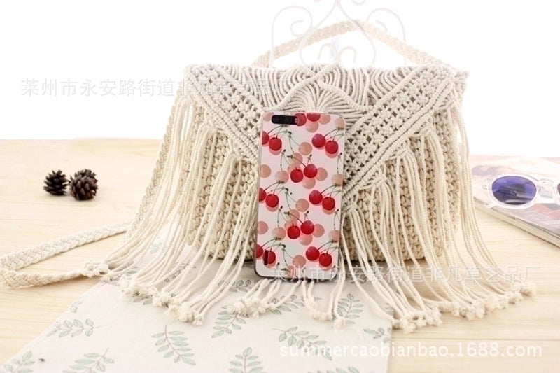 Women's Medium Straw Solid Color Vacation Zipper Straw Bag