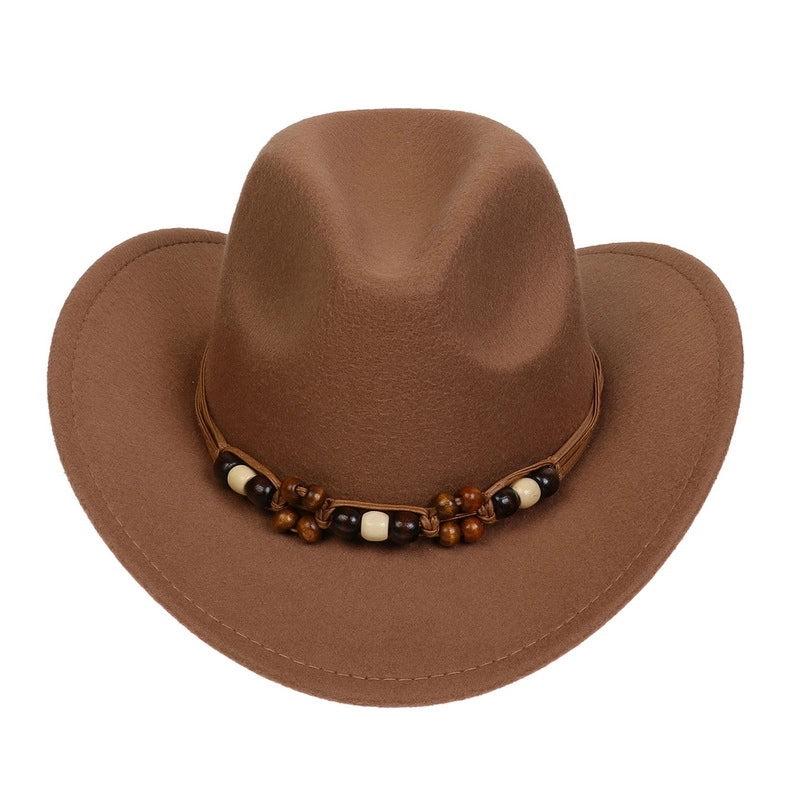 Tibetan Western Denim Top Hat Spring And Autumn New Jazz Hat Big Brim Five-pointed Star Belt Accessories Felt Hat For Men And Women