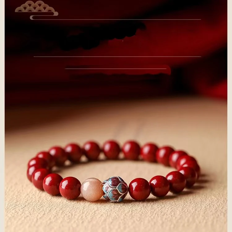 New Arrival Cinnabar Red Bracelet Gemstone Bead Bracelet Lucky Red Bracelet For Women Jewelry