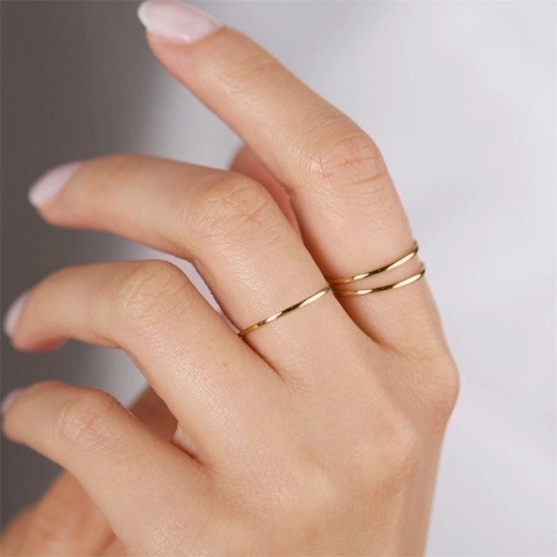 Stainless Steel 14K Gold Plated Minimalist Plating Geometric Rings