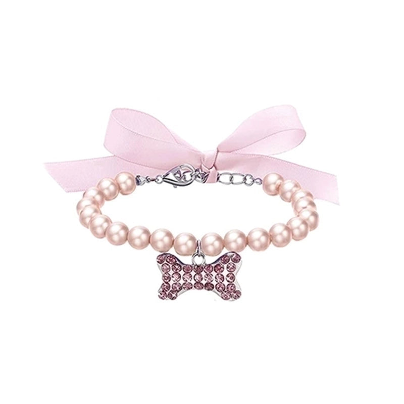 Cartoon Style Imitation Pearl Cloth Color Block Pet Accessories