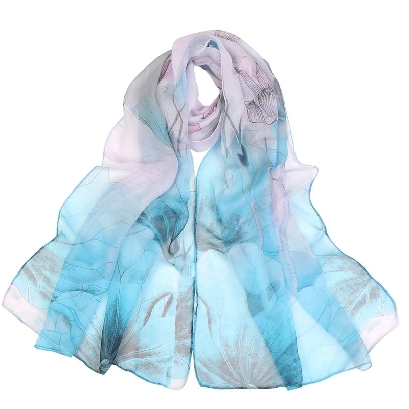 Women's Elegant Flower Georgette Printing Cotton Linen Scarves