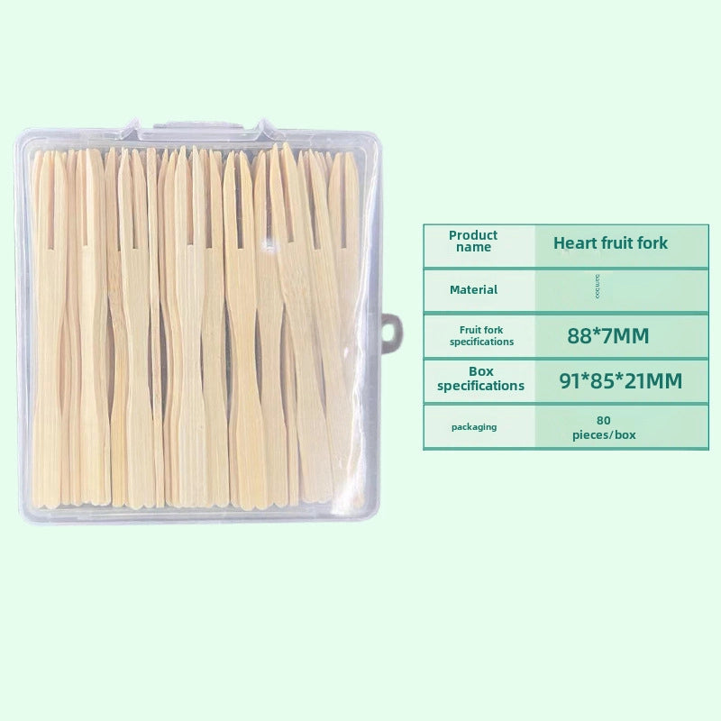 Bamboo Fruit Fork Disposable Children Heart-shaped Bamboo Fork KTV Bar Club Home Snack Fork Manufacturers