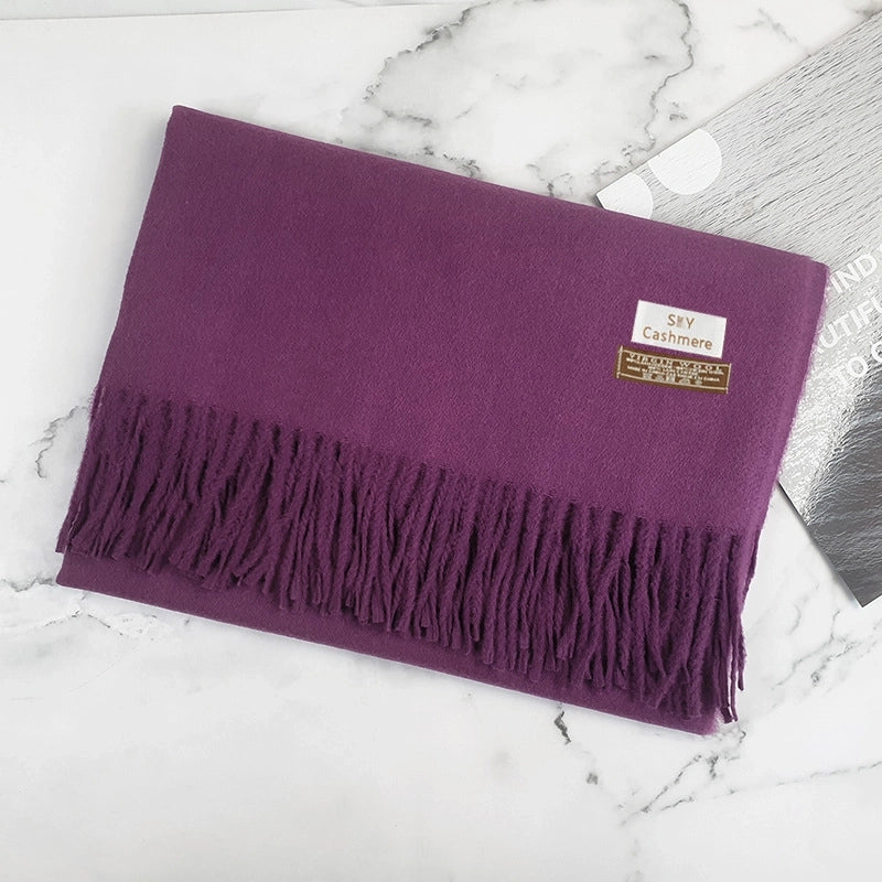 Big Red Scarf Thickened Cashmere Scarf Solid Color Women's Winter Explosions Cashmere Scarf Women's Wool Shawl