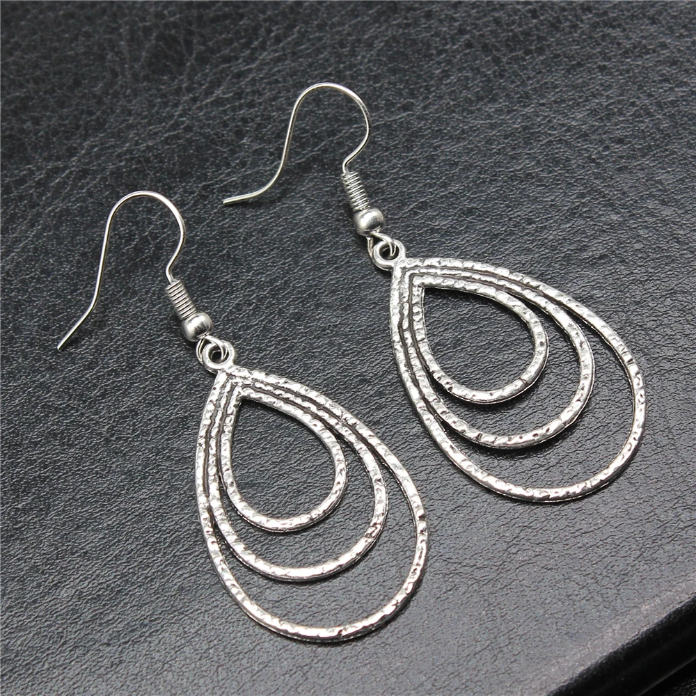 WYSIWYG Antique Silver Plated Antique Bronze Plated Triple Drop Earrings Pendant Earring Connector Earrings E-ABD-C14110