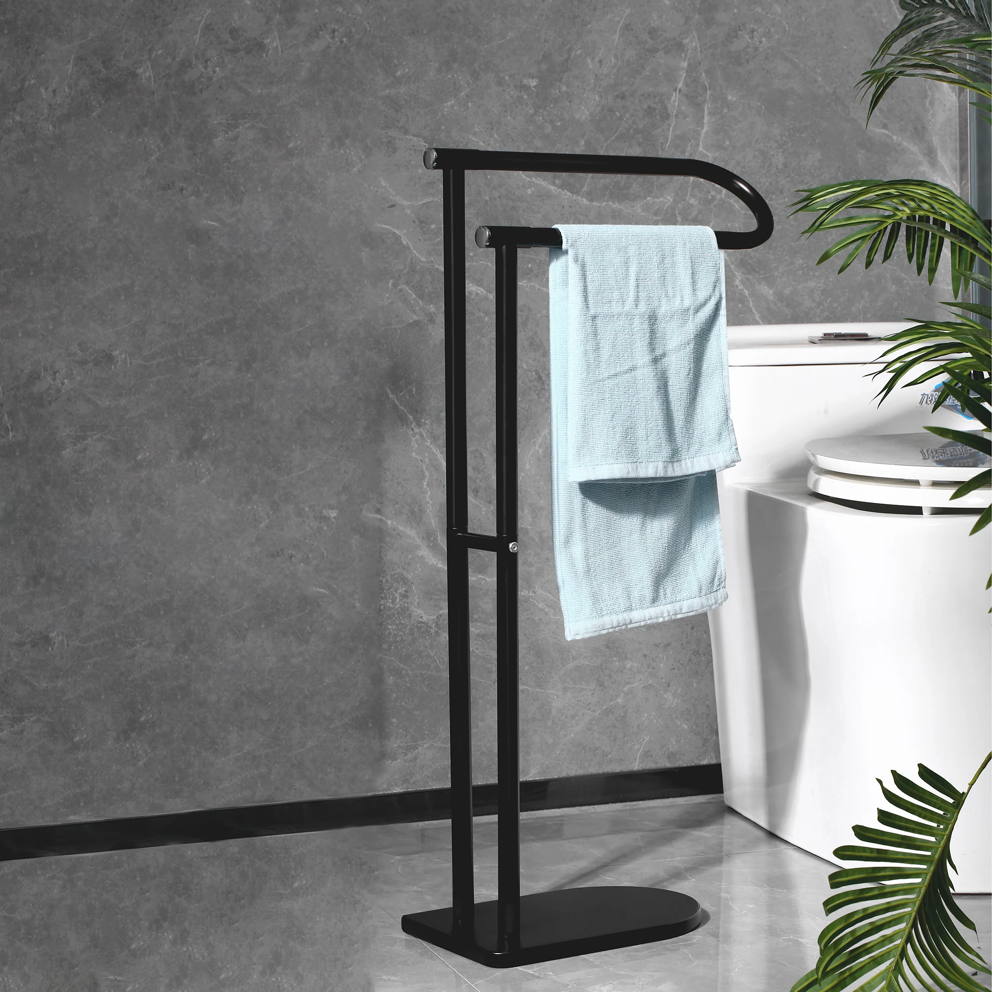 removable standing household bathroom metal FOLDABLE compact FREESTANDING TOWEL HOLDER