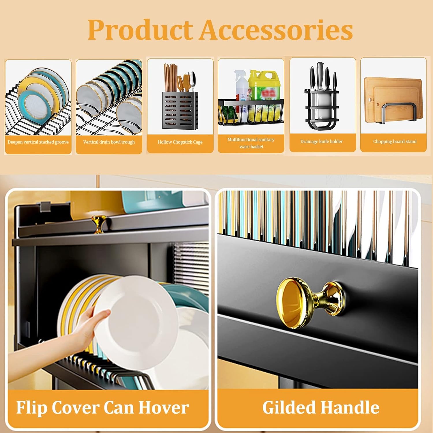 3 Tier Dish Rack Double Sink. Sink Rack with Door