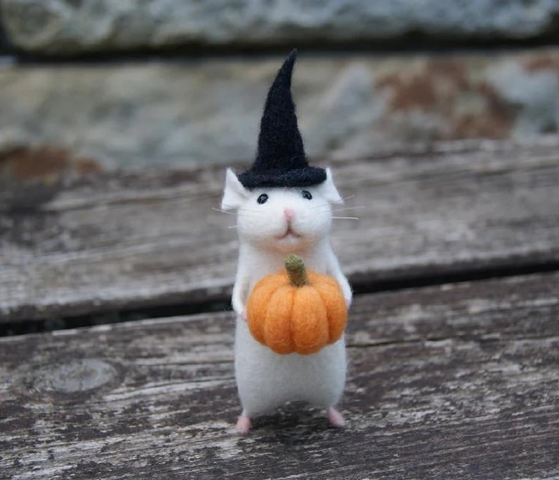 (Handmade. Great present) Halloween Mouse With A Pumpkin