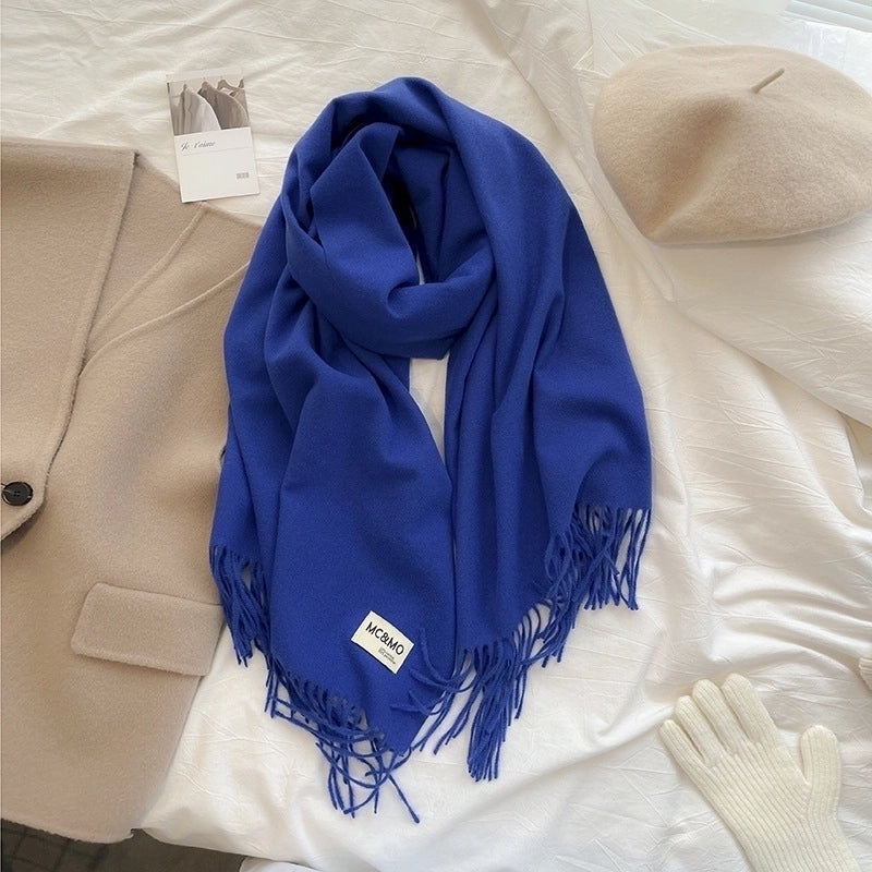 New Solid Color Cashmere Scarf Women's Fashion Wear Autumn And Winter Warm Shawl Women's Scarf