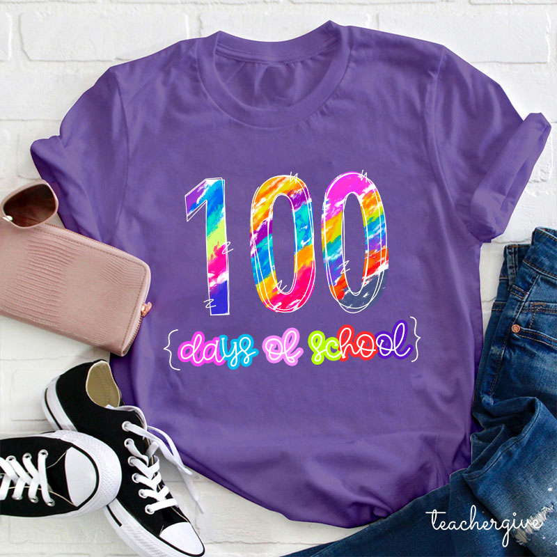 Crayon Colorful 100 Days Of School Teacher T-Shirt