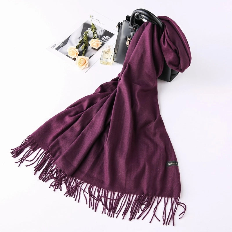 Solid Color 250g Cashmere Wool Scarf Short Thorn Lint Cashmere Warm Men's And Women's Autumn And Winter Shawls
