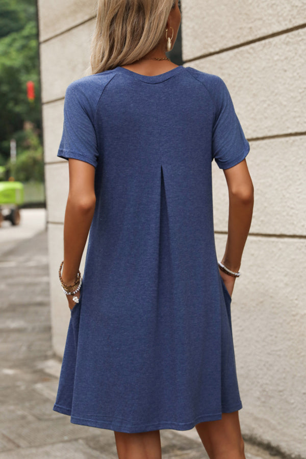 Fashion Solid Color Short Sleeve Mini Dress