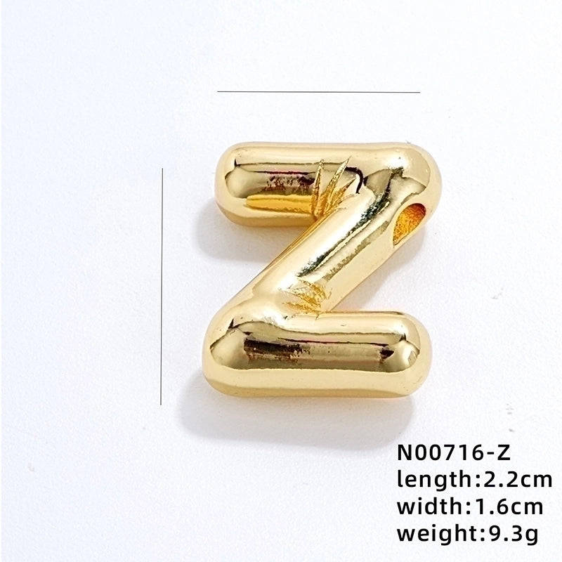 304 Stainless Steel Copper Gold Plated IG Style Minimalist Polishing Plating Letter Charms