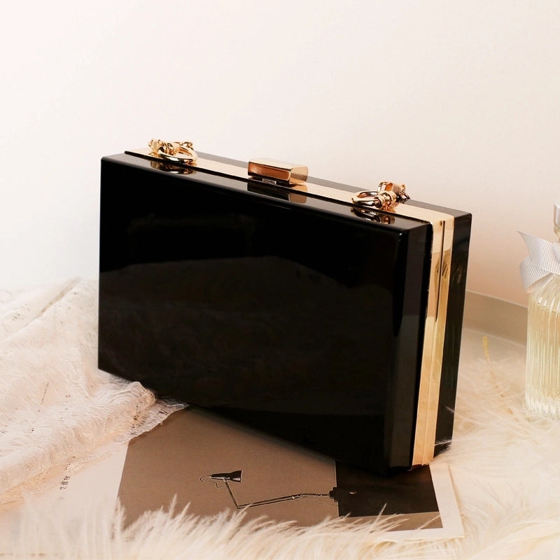 White Black Transparent Arylic Solid Color Square Evening Bags
