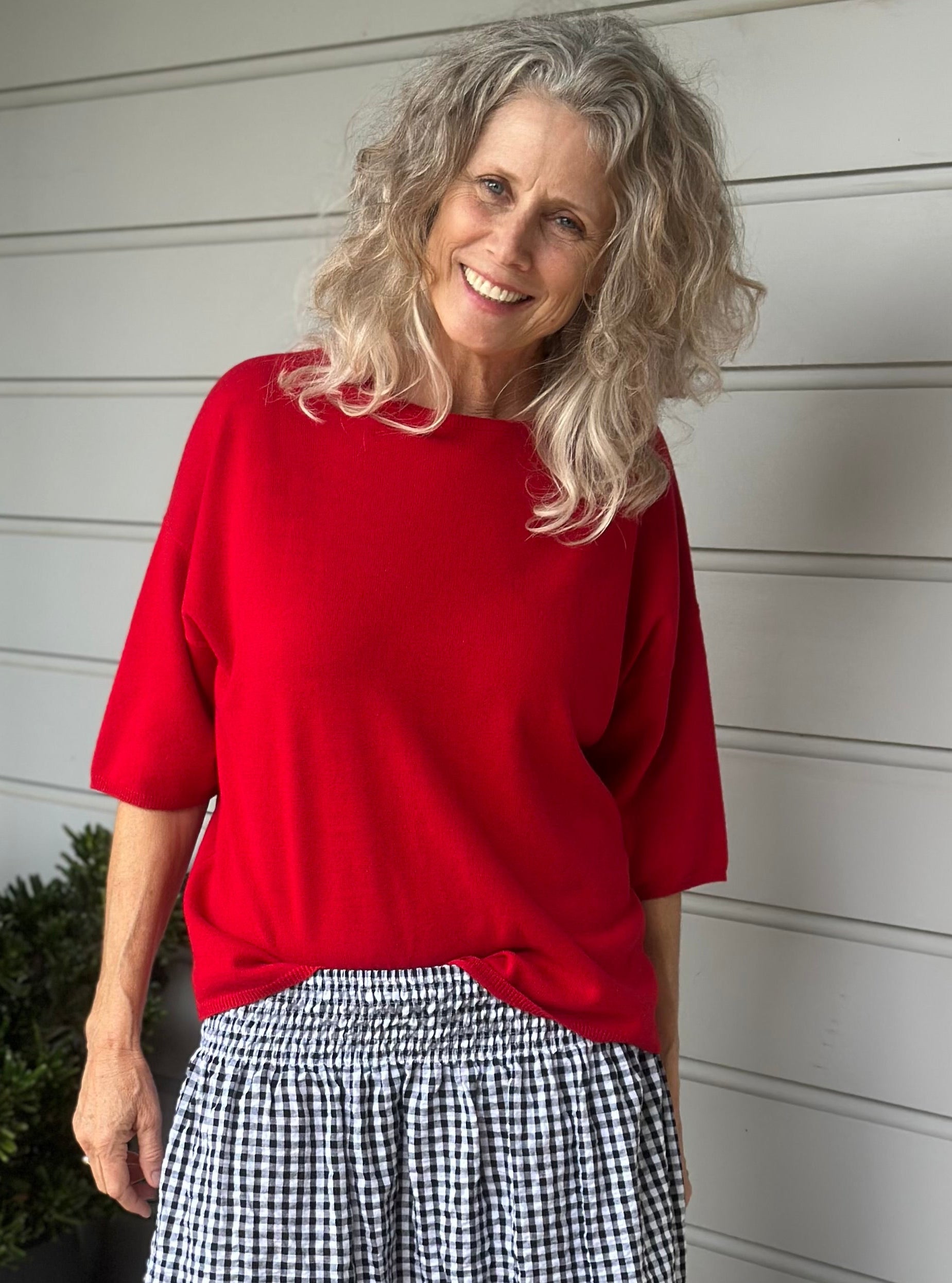 cashmere top-winter red