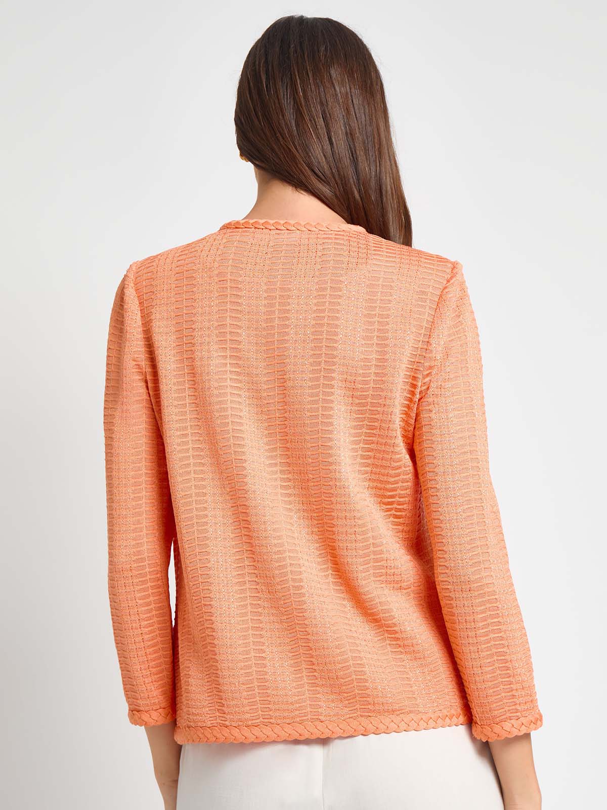 Heritage Braided Trim Tonal Knit Jacket - True Fit