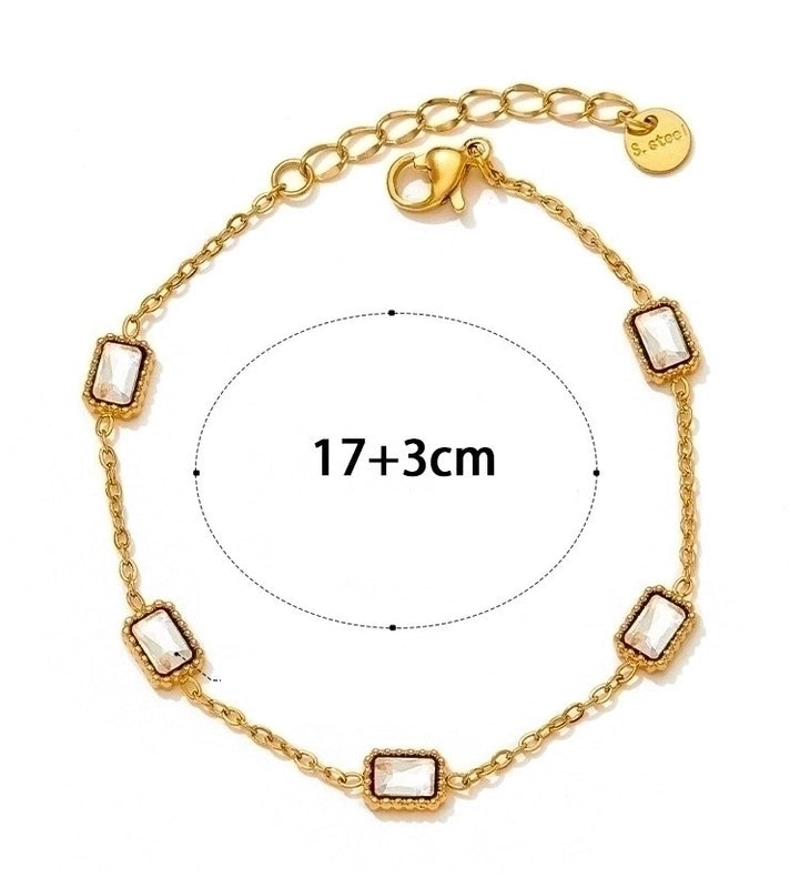 2 Pieces IG Style Modern Style Square Solid Color 304 Stainless Steel 16K Gold Plated White Gold Plated Gold Plated Zircon Bracelets In Bulk