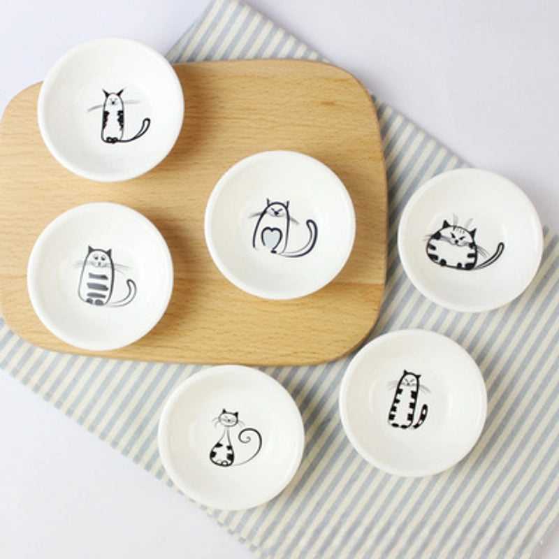 Small Dish Cartoon Ceramic Dish Sauce Vinegar Seasoning Dish Dish Cat Dish Flavor Dish
