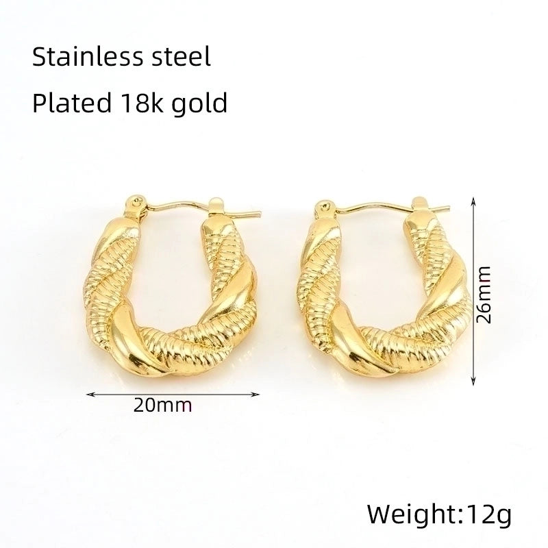 1 Piece Vintage Style U Shape Semicircle Round Polishing Plating Stainless Steel Titanium Steel Titanium Steel 18K Gold Plated Ear Studs