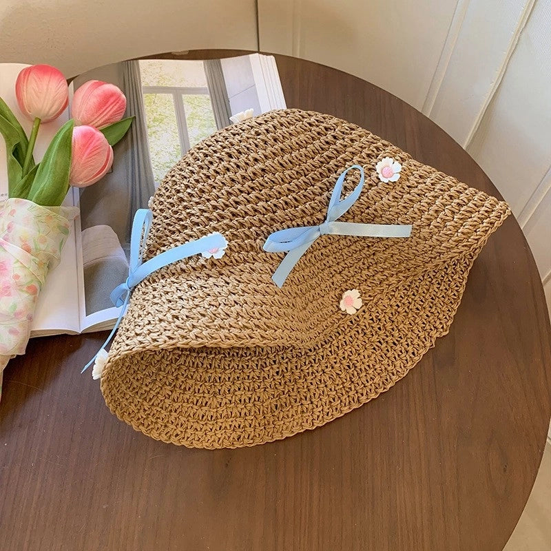 Women's Vacation Minimalist Letter Solid Color Big Eaves Straw Hat