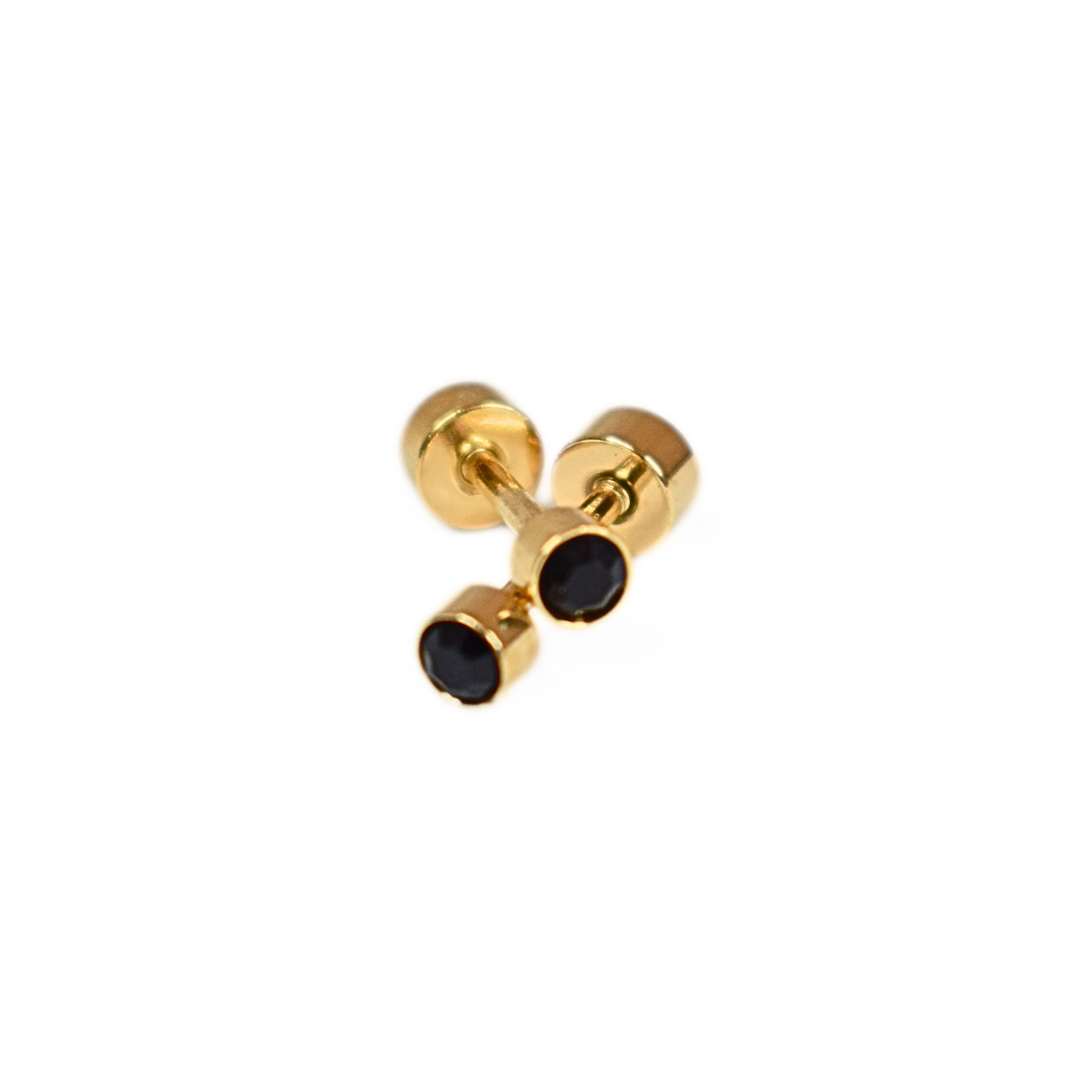 3mm Black framed diamond studs - Silver