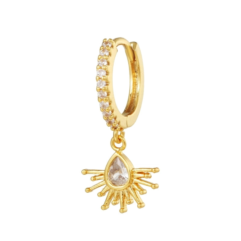 1 Piece Fashion Animal Star Moon Inlaid Zircon Copper Zircon 18K Gold Plated Earrings