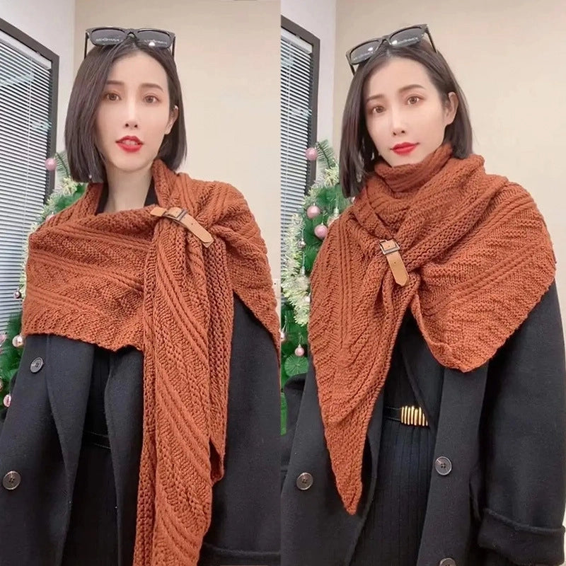 Women's Sweet Solid Color Yarn Shawl