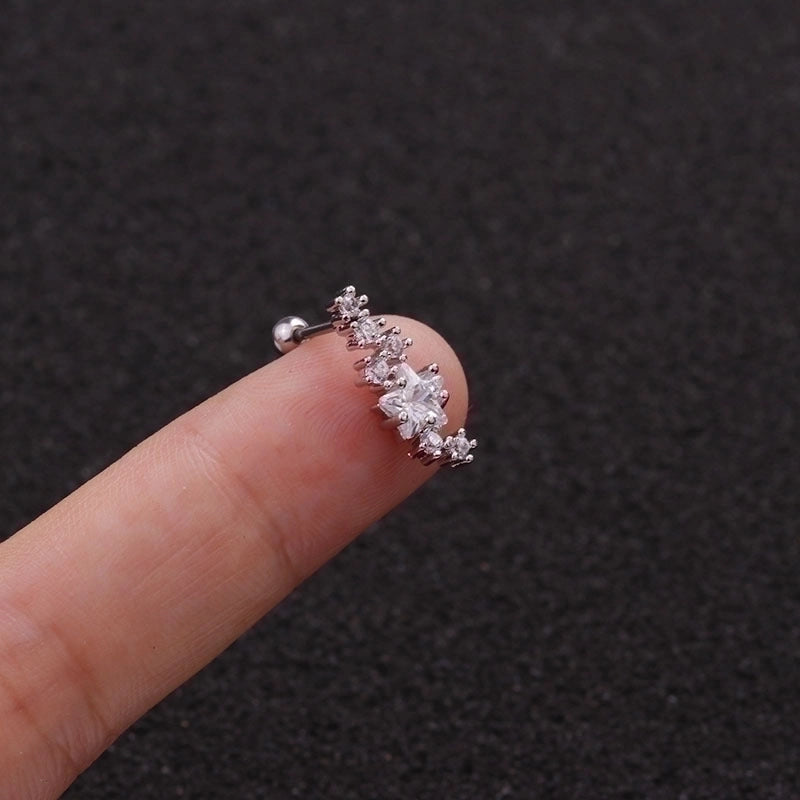 Minimalist Triangle Round Water Droplets Stainless Steel Copper Inlaid Zircon Ear Studs 1 Piece