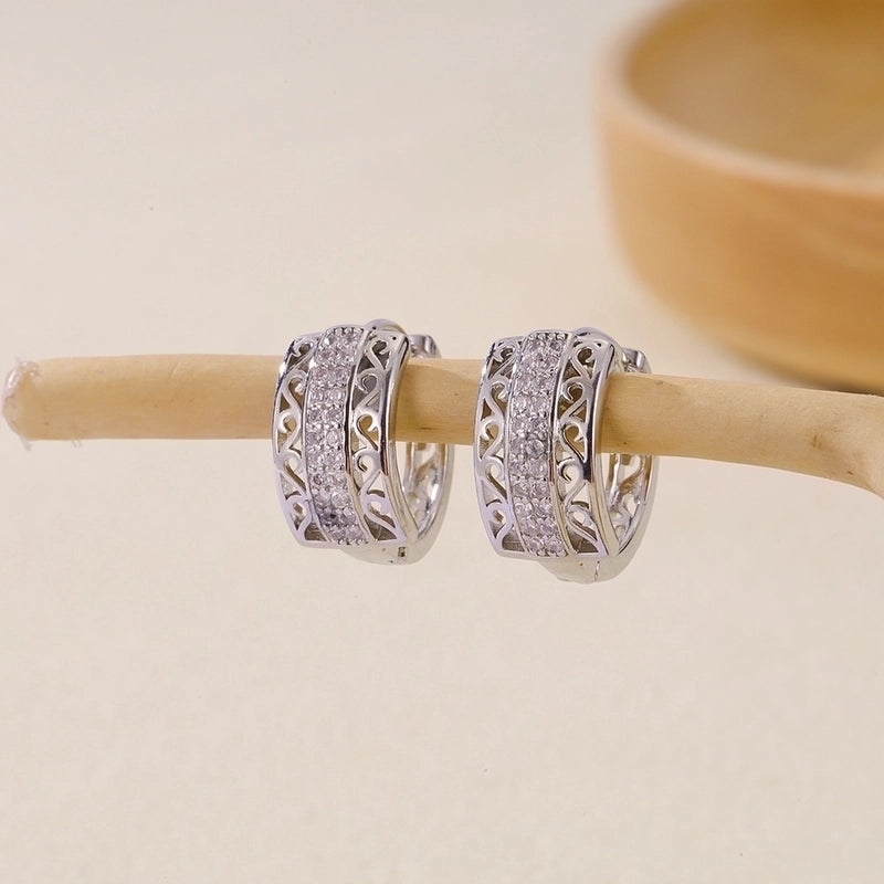 1 Pair Basic Minimalist Geometric Inlay Copper Zircon Earrings