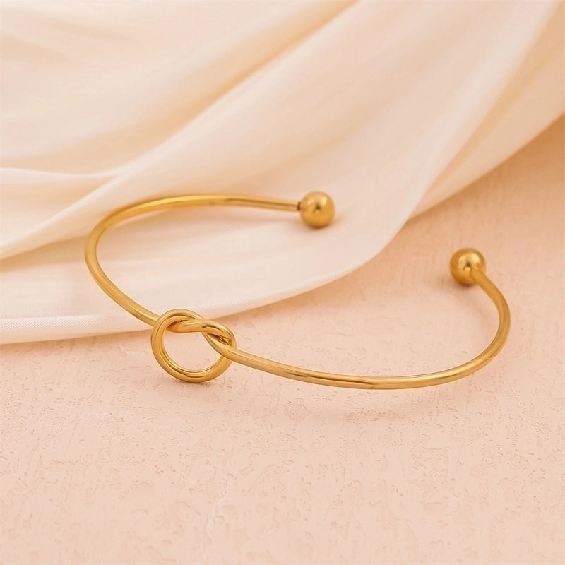Minimalist Solid Color 201 Stainless Steel 18K Gold Plated Bracelets In Bulk